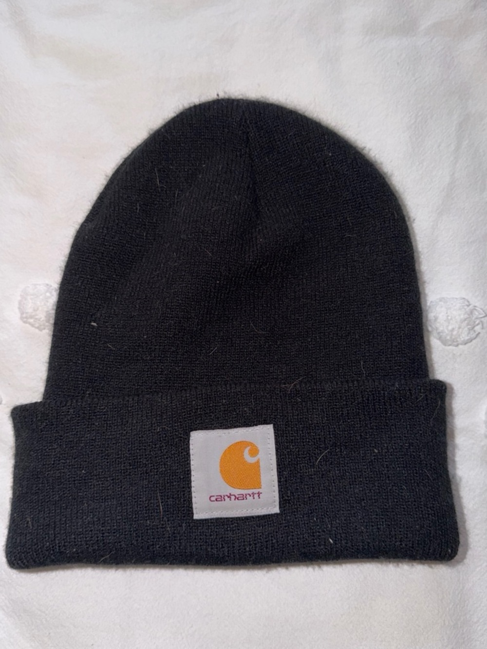 Carhartt Black Cuffed Beanie with Gold Logo Patch